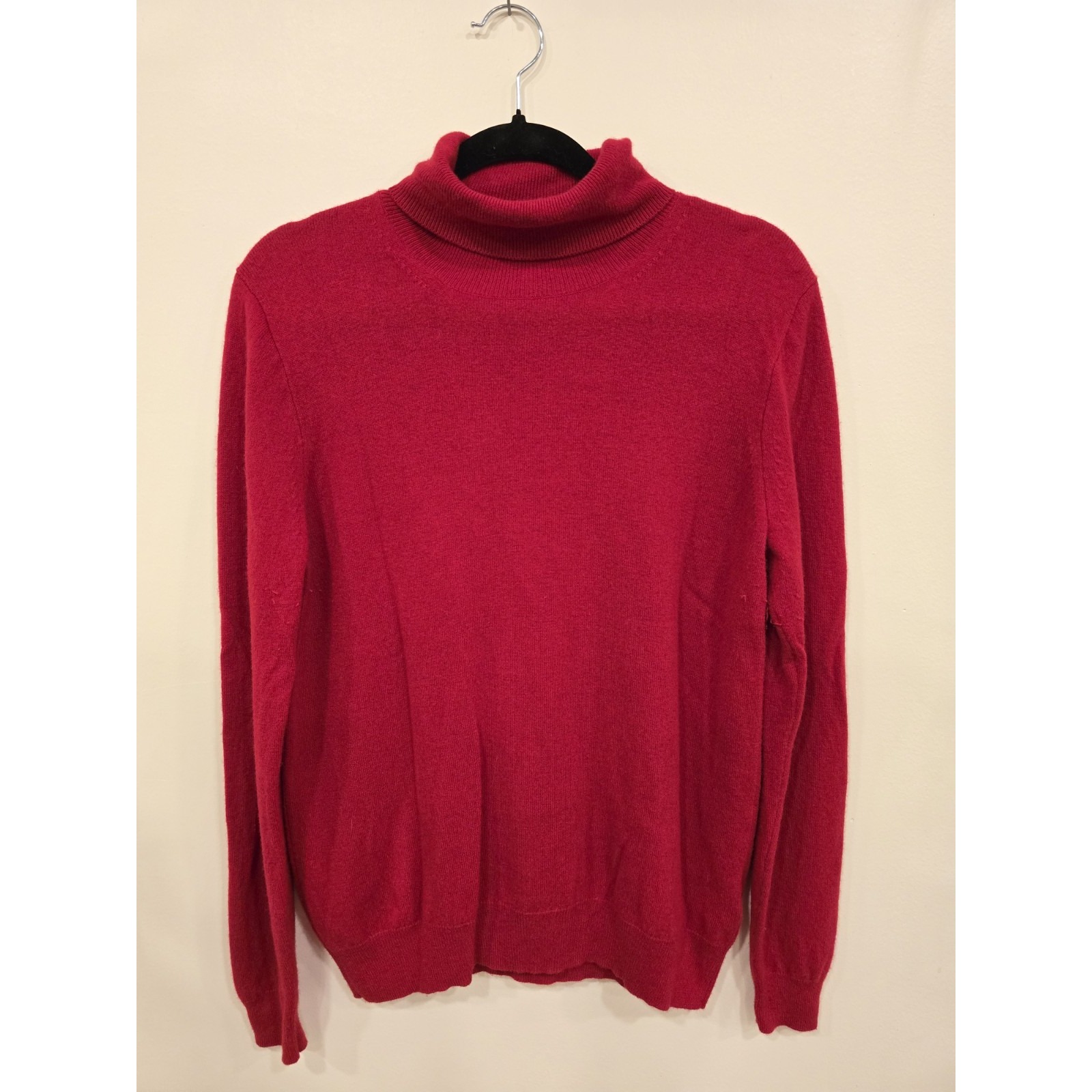 Jenny Liu 100% Cashmere Turtleneck Sweater Womens Xl Red Quiet Luxury Elevated